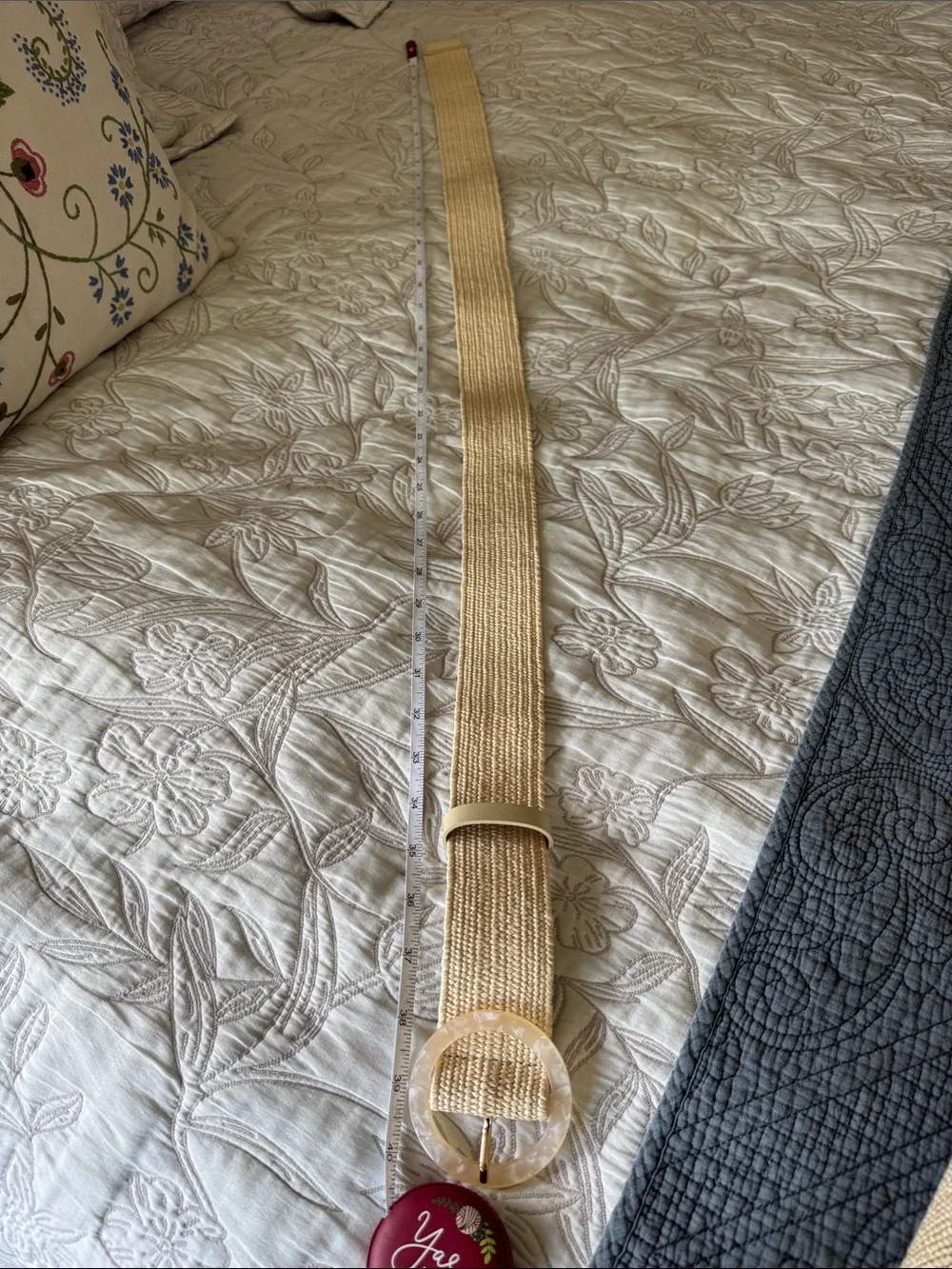 J. Crew Beige Woven Belt with Round Resin Buckle - used like new - Picture 3 of 4